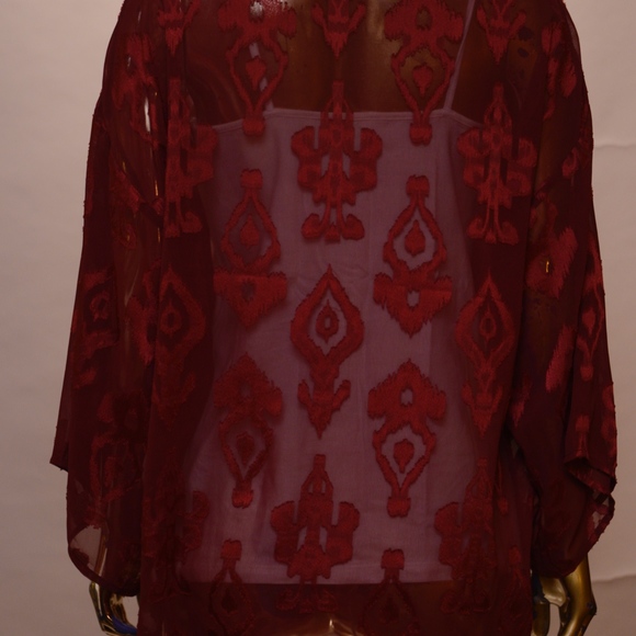 Sheer open-front dolman sleeve cardigan - Picture 4 of 6